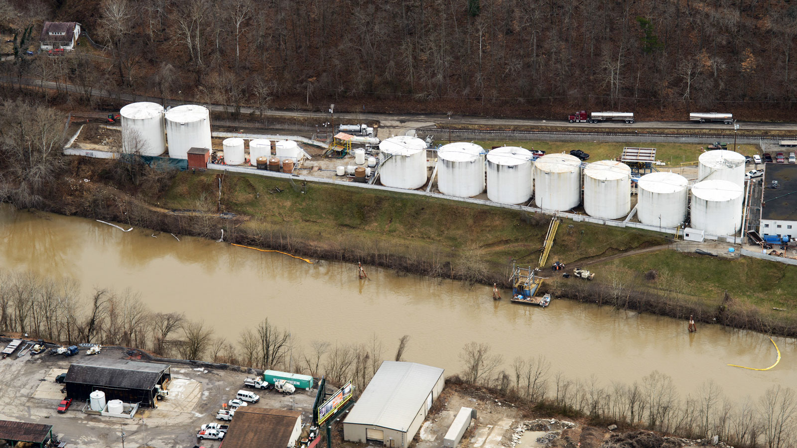 <h4> Industrial chemicals</h4> <h5>A tank rupture at this Freedom Industries plant in West Virginia spilled up to 7,500 gallons of the chemical MCHM into the Elk River, poisoning residents and interrupting the water supply of 300,000 people.</h5><em>U.S. Chemical Safety Board</em>